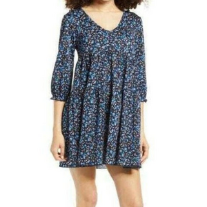 La‎ La Land Creative Co. Blue Floral Mini Dress